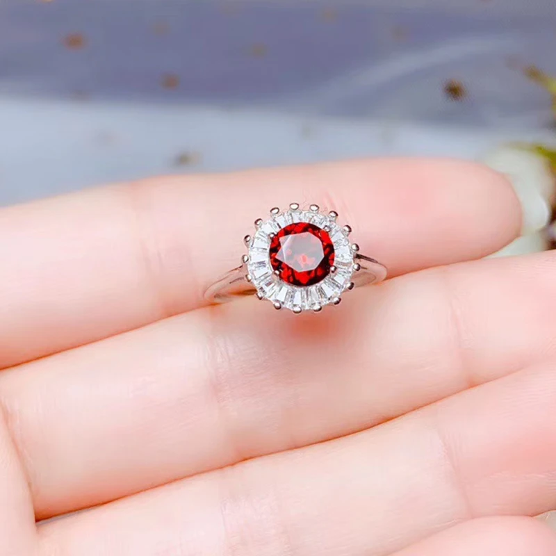 Комплект ювелирных изделий из серебра 925 пробы с натуральным гранатом|Ювелирные