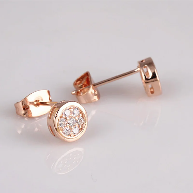 Простые Кристальные женские маленькие круглые серьги гвоздики винтажные 925