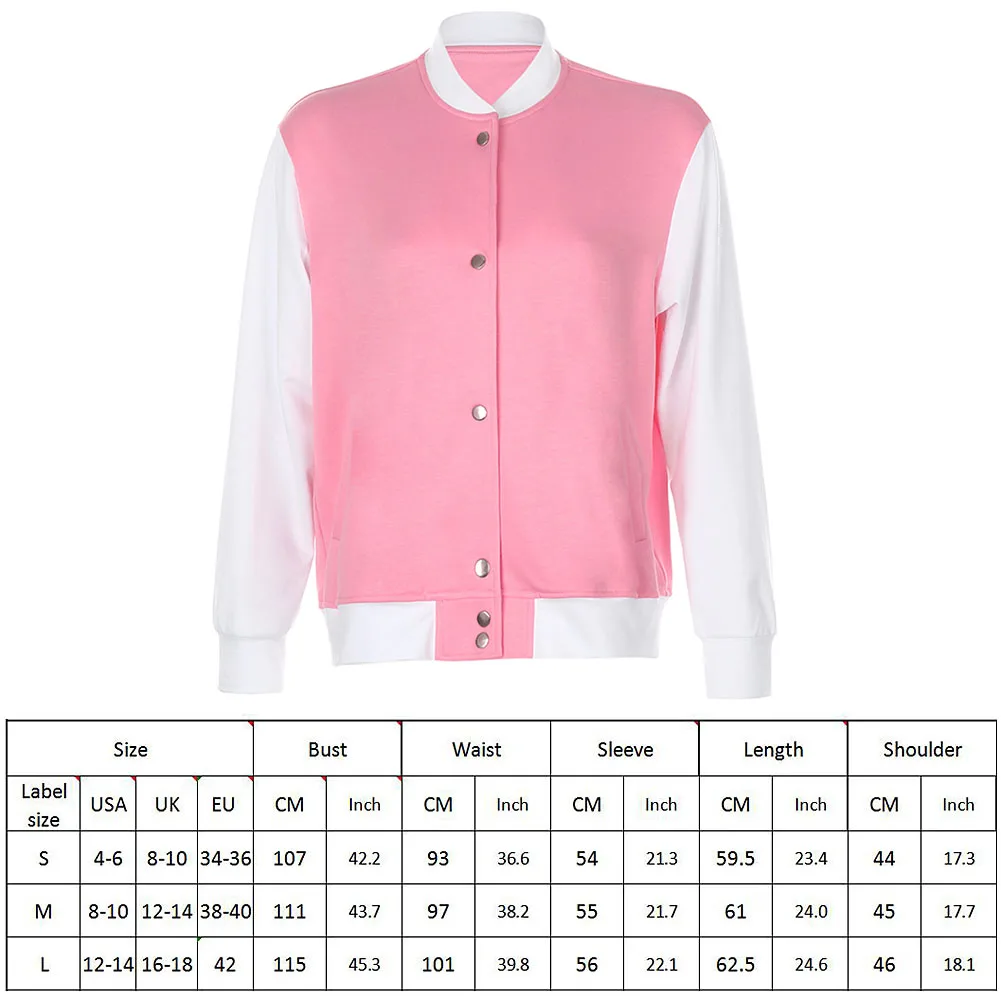

2020 Winter Preppy Women Baseball Jacket Coat Long Sleeve Coat Feminina Baseball Tops Outwear Ladies Buttons Patchwork Overcoat