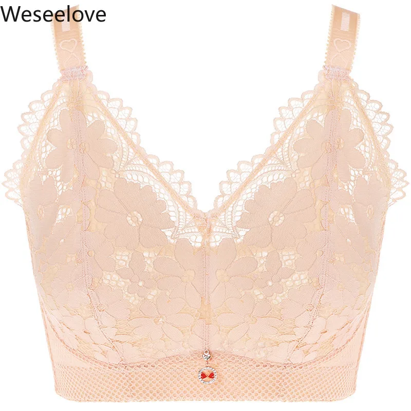 

Женское нижнее белье с эффектом опорожнения weselove, однобортный бюстгальтер супер тонкого размера плюс, бюстгальтер с эффектом пуш-ап Soutien Gorge, кружевной бюстгальтер для женщин M03