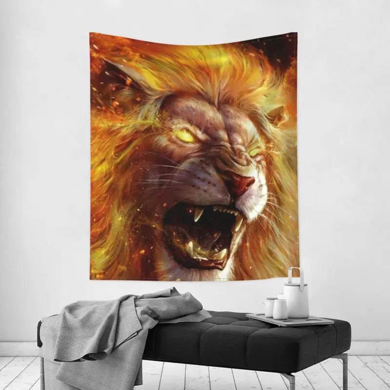 

FFO Lion Tapestry Blankets Psychedelic Wall Hanging 3D Printed Wolf Tiger Horse Animal Pattern Background Tapestries Decor