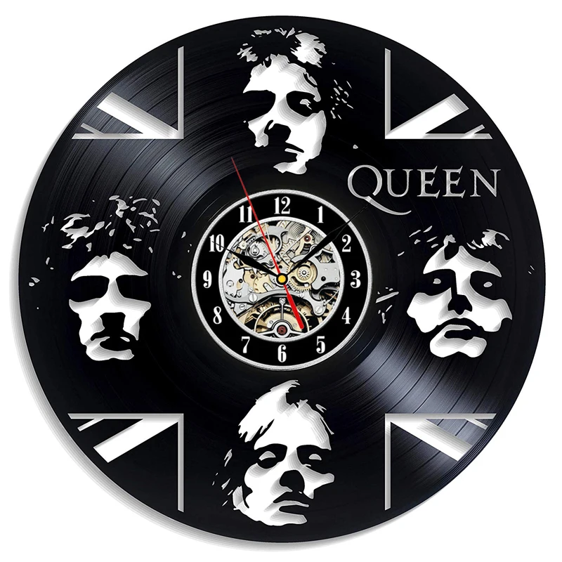 

Music Theme Classic Vinyl Record Clocks Queen Band Vinyl Record Wall Clock with 7 Color Luminous LED Home Bedroom Decoration