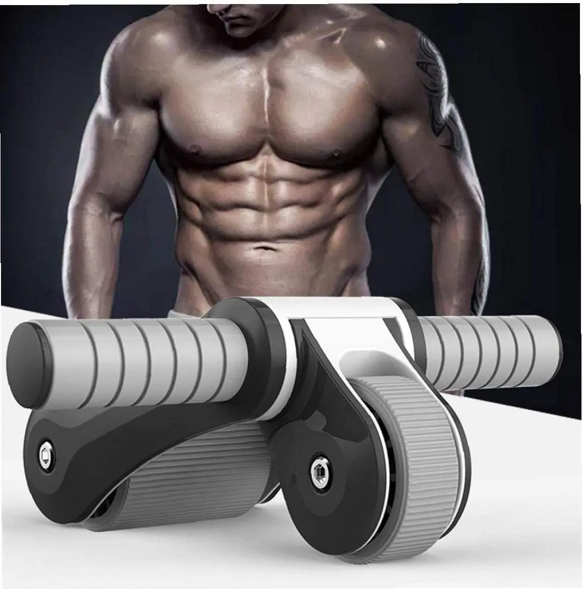 Тренировочное устройство для мышц живота складной двухколесный ролик с ковриком