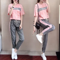 summer casual sportswear ins suit o neck printing t shirtharem pants 2020 korean fashion women clothes tracksuit two piece set