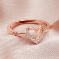 vintage simple rose gold color zircon love heart butterfly rings for women punk geometric joint ring female trendy jewelry gift