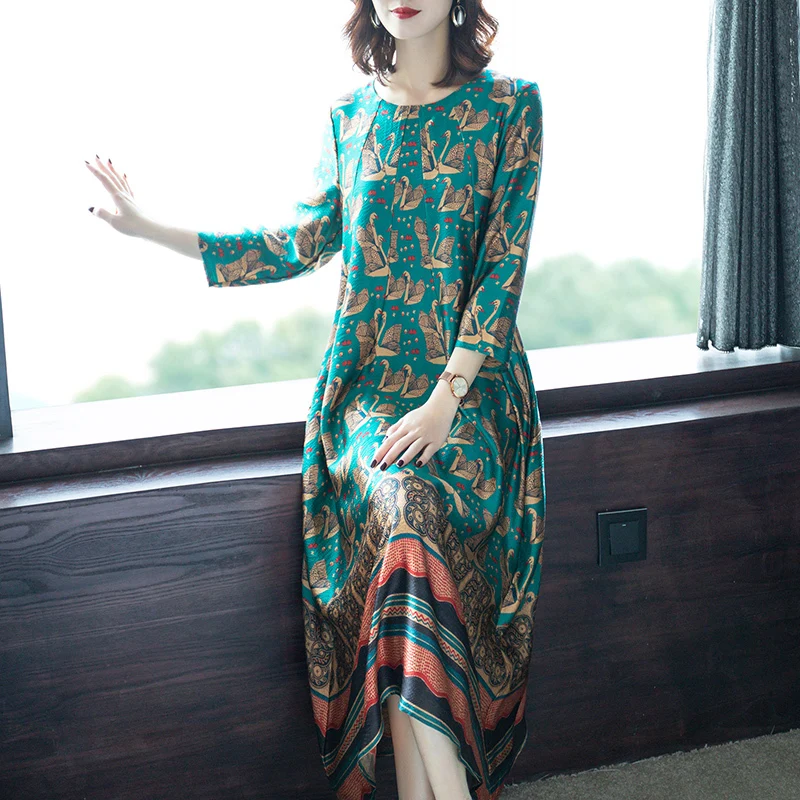 Women Summer Dress 2020 Silk Beach Boho Elegant Plus Size Floral Midi Womens Dresses Casual Vestidos 8910 KJ3932 | Женская одежда
