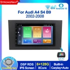2 Din Android 10 6 + 128G автомобильный DVD-плеер для Audi A4 B8 B6 B7 S4 8E 8H 8F B9 Seat Exeo 2002-2008 GPS Радио-навигация WIFI BT SWC