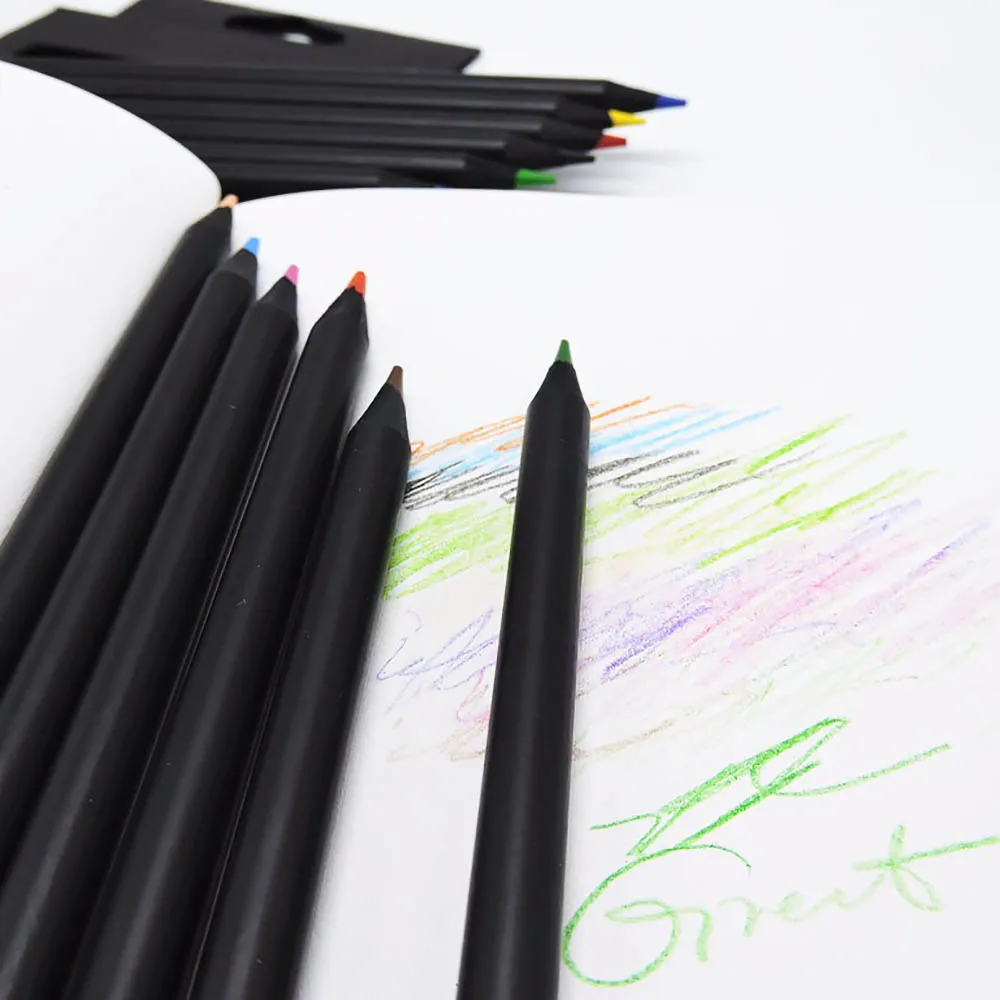 12 шт./компл. цветная униформа черная древесина цветной карандаш рисунок для детей
