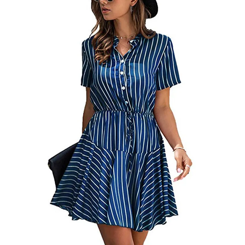 Женское платье рубашка лето 2020 модное клетчатое Полосатое Платье с принтом