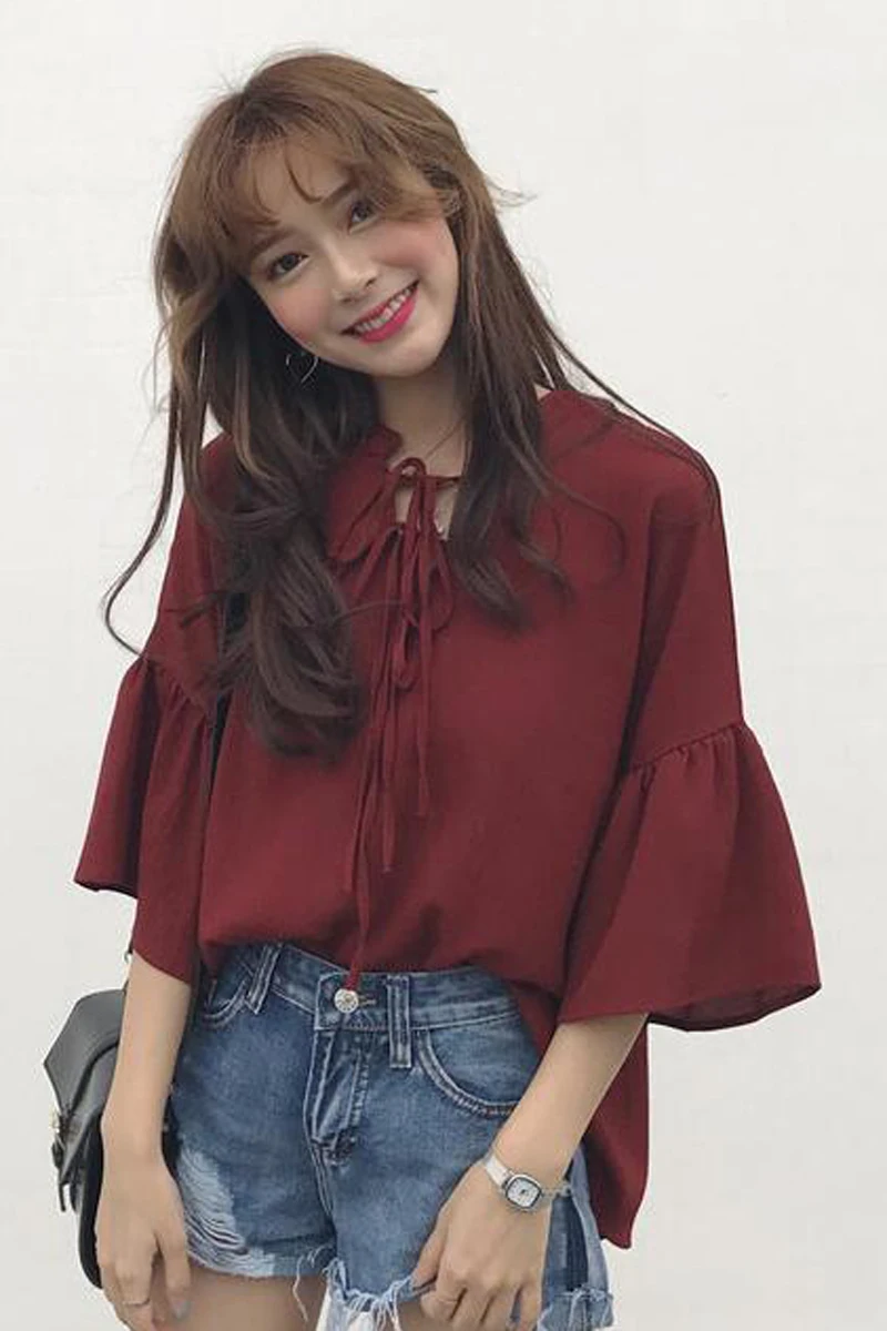 Summer women New Style Fresh Sweet blouse Female Stand collar Chiffon Shirt Casual blusas mujer de moda HH095 | Женская одежда