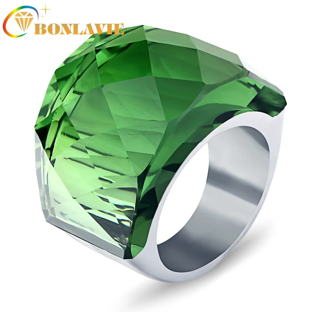 

BONLAVIE Fashion Court Vintage Male Lady Noble Titanium Steel-encrusted Gem Ring