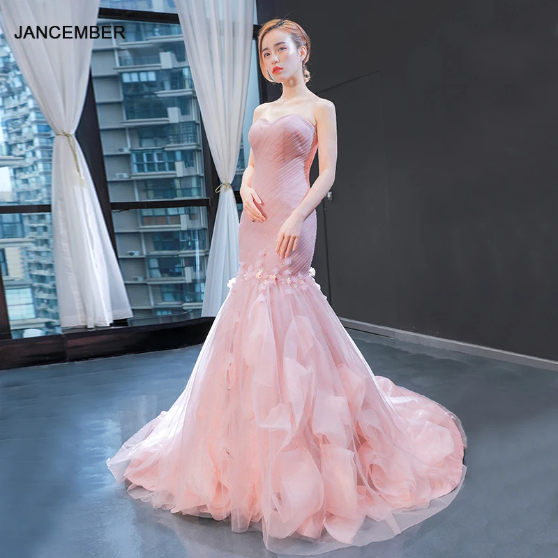 Женское вечернее платье с юбкой годе без бретелек оборками|Вечерние платья| |