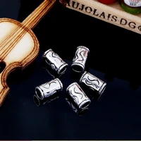 20pcs antique silver color jewelry making handmade zinc alloy large hole cylindrical shape loose beads charms diy accessories