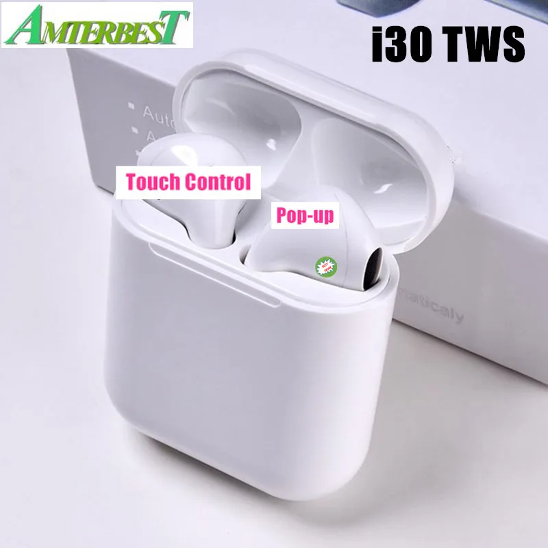 AMTERBEST I30 TWS 1:1 наушники Поддержка W1 чип QI Беспроводная зарядка Беспроводная bluetooth-гарнитура наушники-вкладыши PK I60 I12 I11