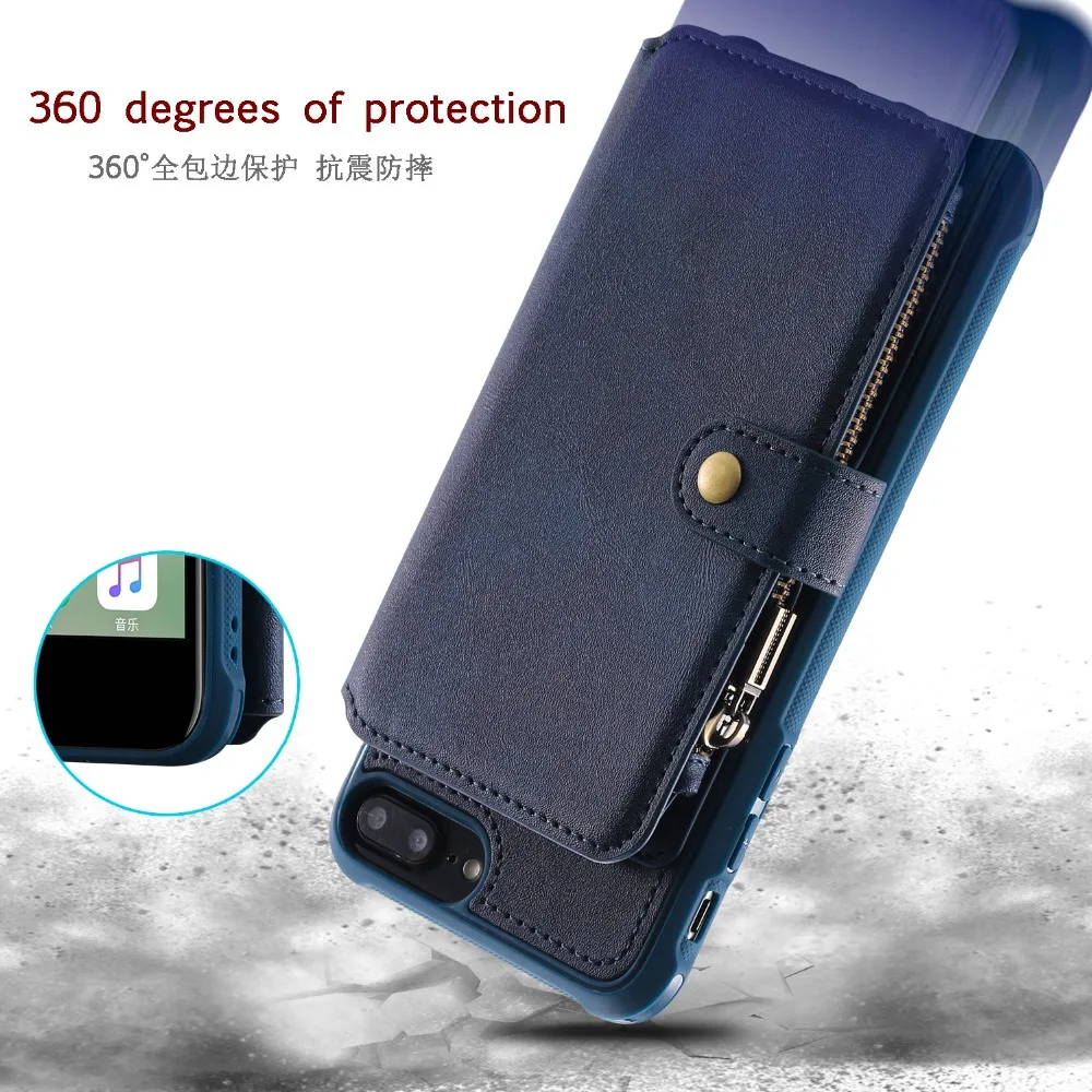 

PU Leather Case For iPhone 12 Pro Max 11 PRo Xs 8 7 6 Card Holder Zipper Wallet Case for iPhone 6 7 8 Plus Flip Cover Coque Capa