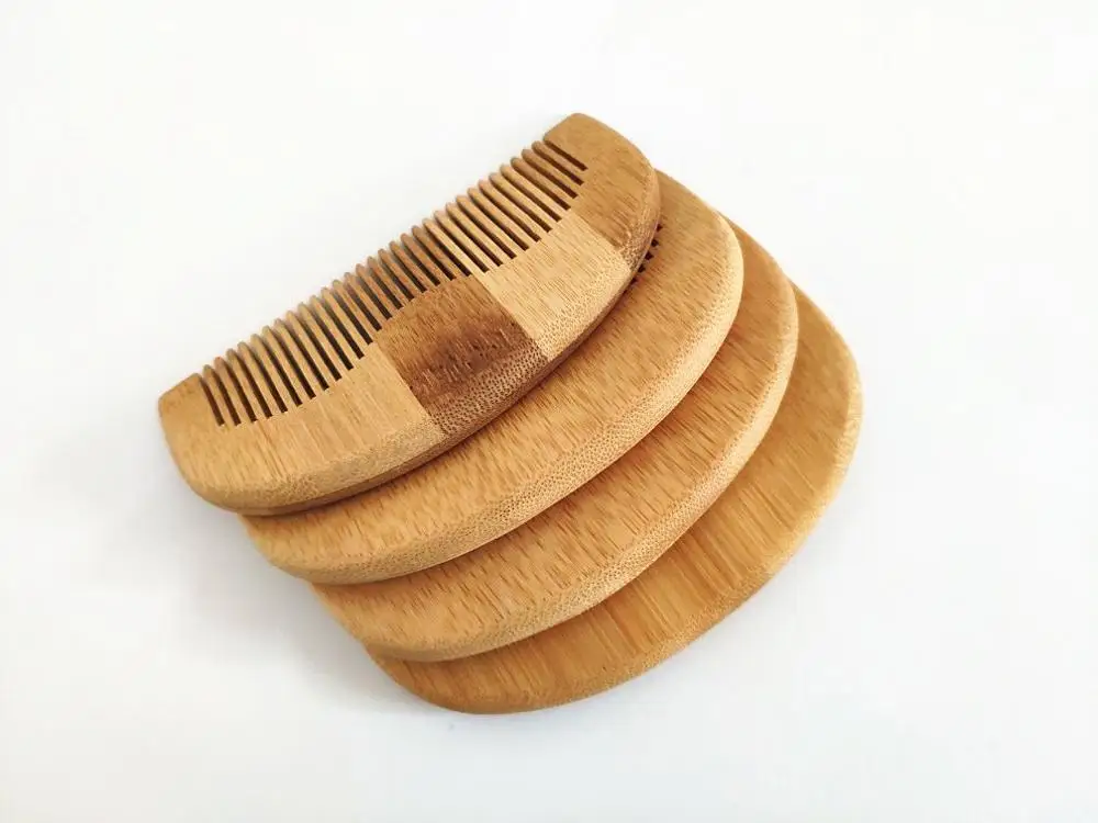1PCS Natural Bamboo Wood Fine-Tooth Moon Comb Women Hair Care Professional Men's Beard Tools | Красота и здоровье