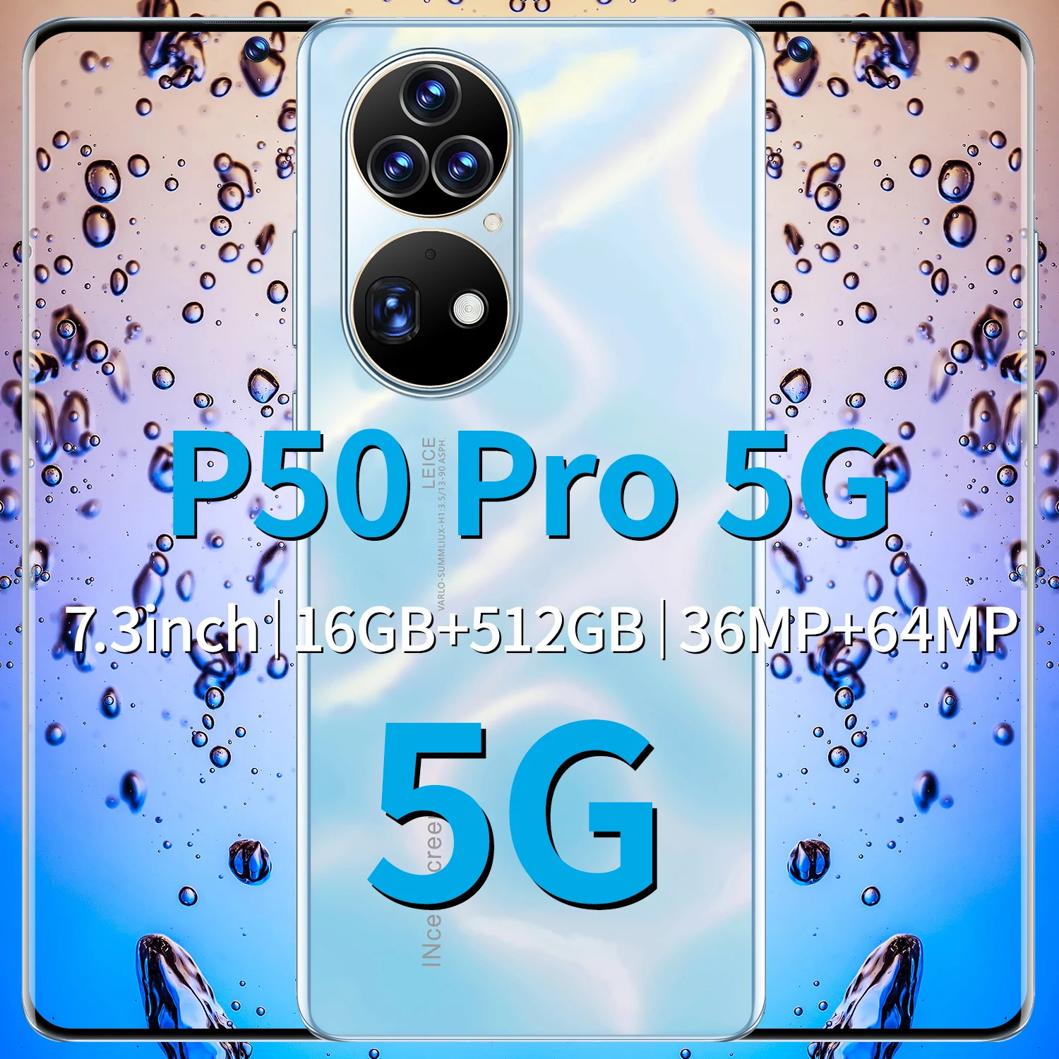 Bonito tel&eacute;fono m&oacute;vil P50 Pro, pantalla de 7,3 pulgadas, reconocimiento facial, Tarjeta SIM Dual, 6800 mAh, 16 + 1T-4