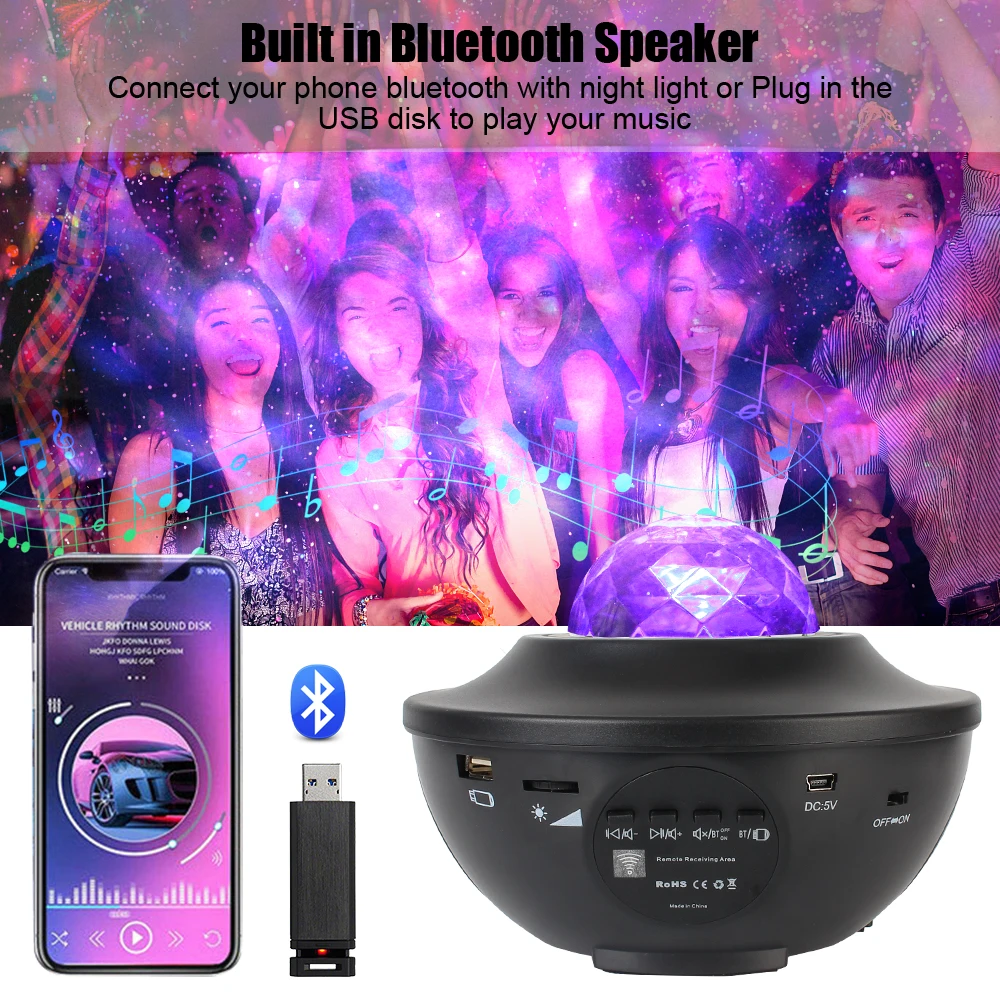 Цветная Звездная Ночная подсветка Bluetooth-динамик звездное небо Галактический