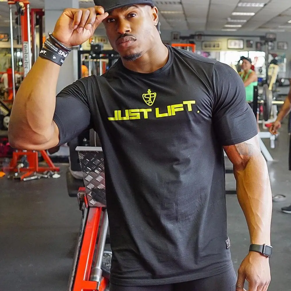 Мужская футболка для бодибилдинга тренажерного зала фитнеса тренировок с