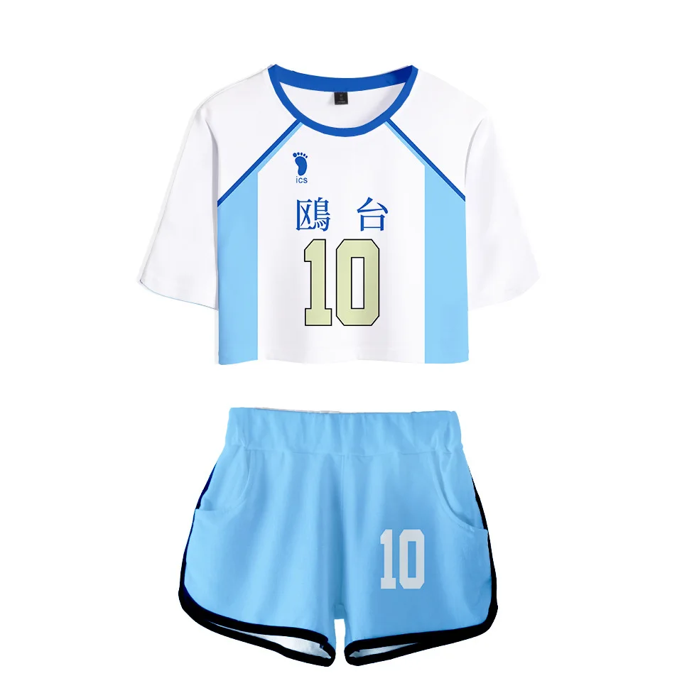 Женский спортивный костюм из двух предметов футболка и шорты в стиле аниме -