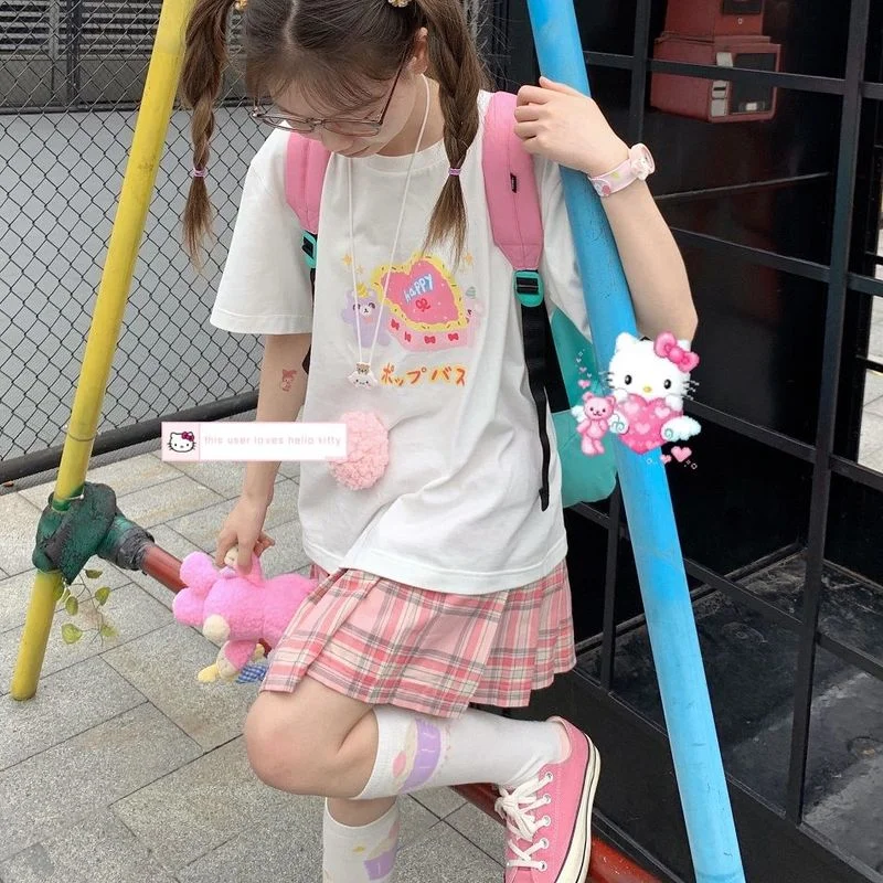 Свежая женская футболка с коротким рукавом в Корейском стиле колледжа мягкая