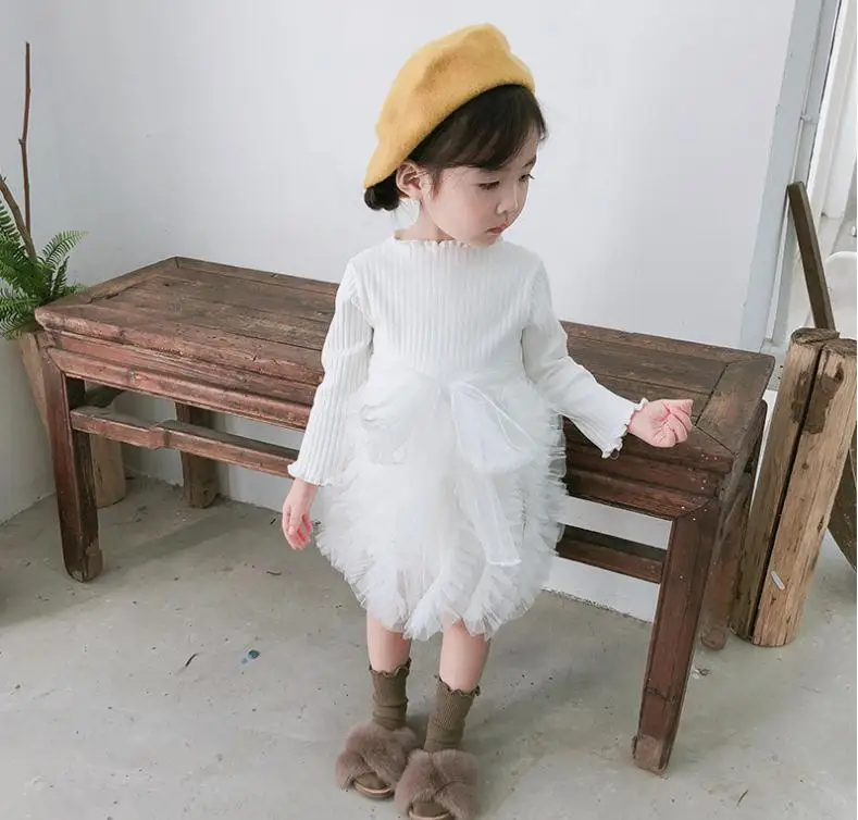 2019 Фирменная Новинка Модные Симпатичные для маленьких девочек осеннее платье с