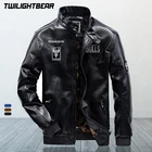 Зимняя мужская кожаная куртка, Мужская модная уличная флисовая черная мотоциклетная куртка из искусственной кожи, Мужская одежда, кожаная байкерская куртка AF5582