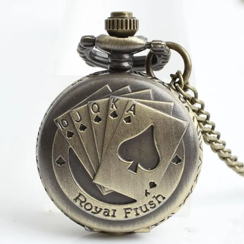 (3020)wholesale Vintage Brass poker pocket straight flush watch Necklace pendant .12pcs/lot Dia 2.7cm. party gift - купить по