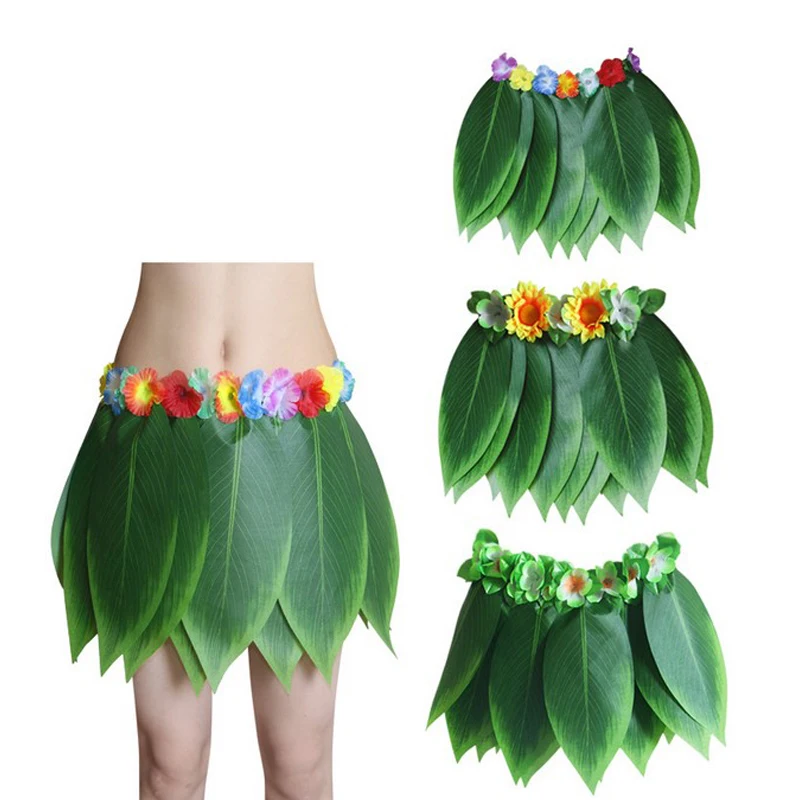 Взрослый пляжный участник Luau костюм танец зеленый лист Гавайская Юбка Хула |