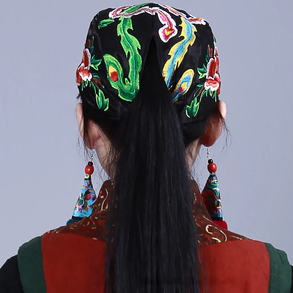 Женская этническая винтажная Кепка с вышитыми цветами кепка красным принтом