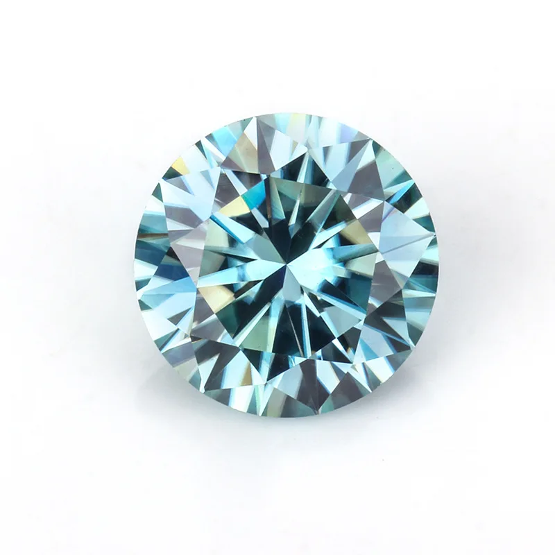 

Blue Color Round Moissanite Loose Gemstones 1ct(6.5mm) VVS Clarity Diamond Jewelry DIY Material Hearts and Arrow Cutting