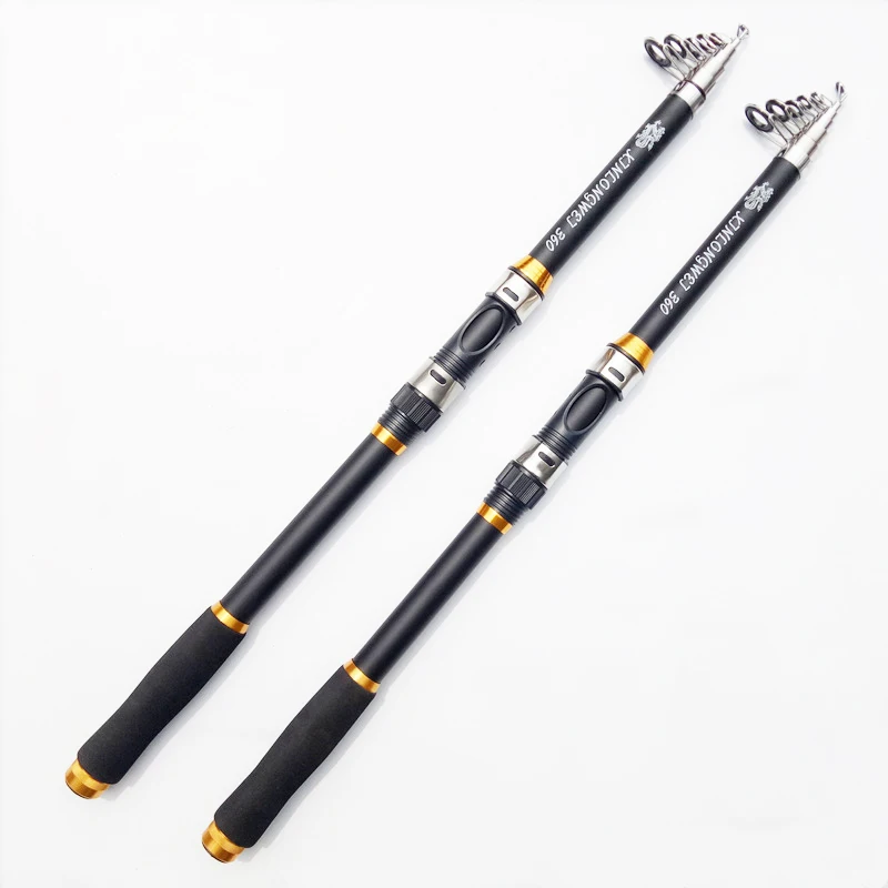 YUYU Fishing Rod Carbon Portable Spinning rods for fishing feeder Fishing Rods carp Hard Fishing Rod Telescopic spinning - Цвет: 15 black