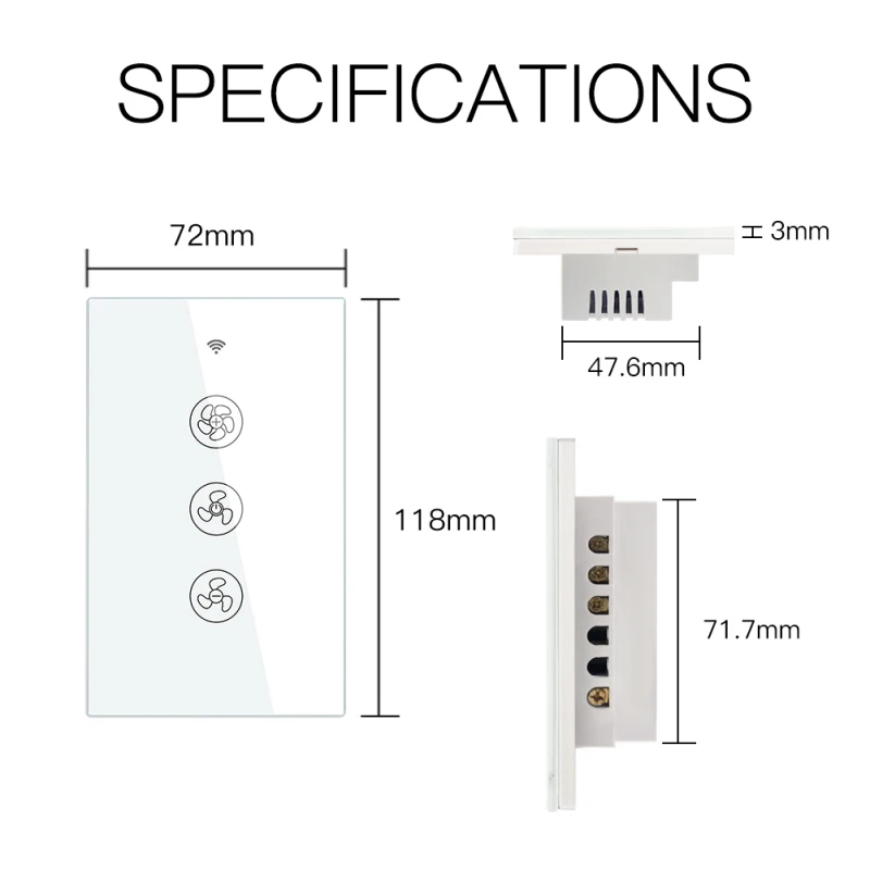 

Tuya WiFi+RF433 Smart Wireless Ceiling Fan Switch Work With Alexa Google Home Smart Life APP Voice Remote Control EU/US Standard