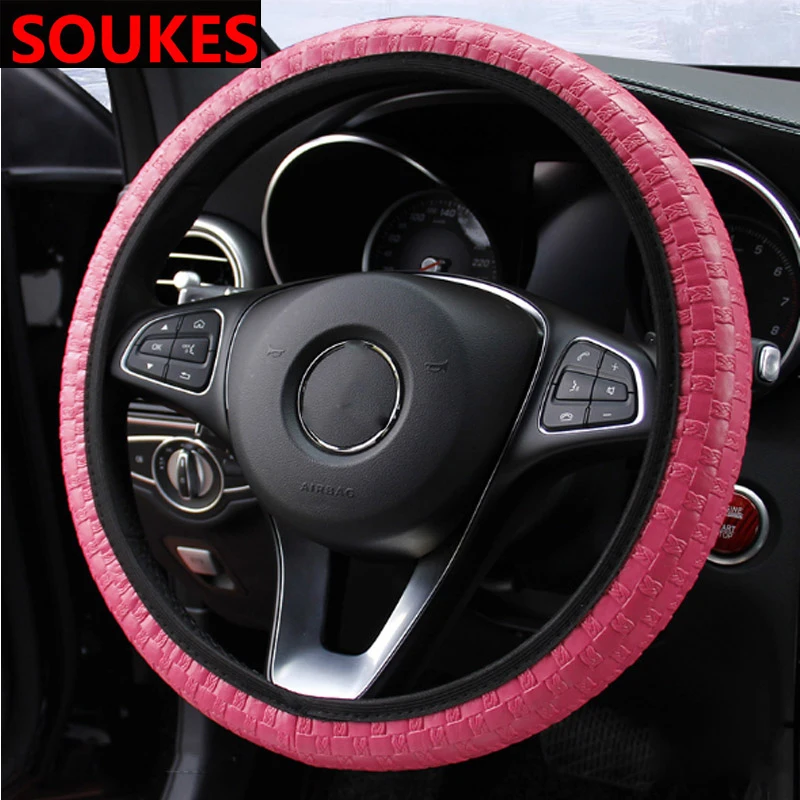 Чехол для руля 38 см из кожи и нетканого материала Audi A4 B7 B5 A6 Q5 Honda Civic 2006 2011 подходит
