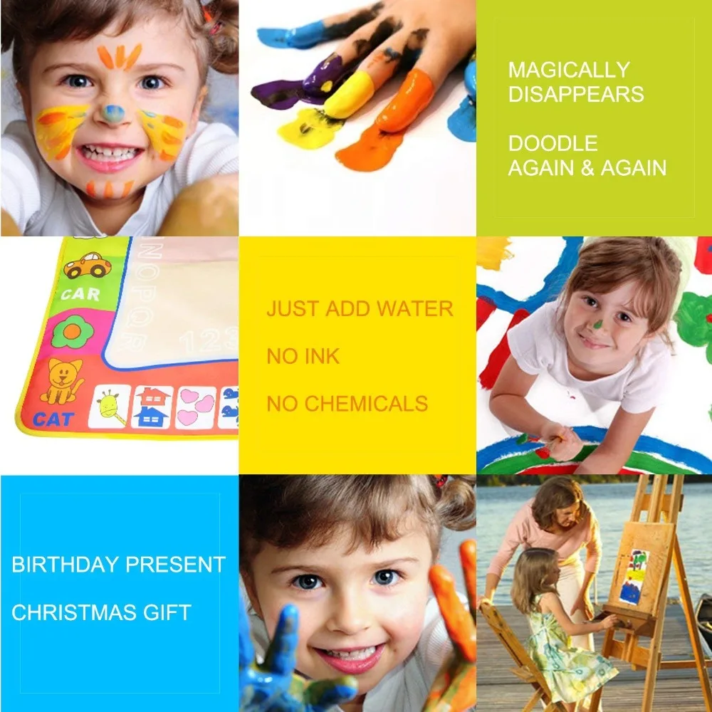 4 типа коврик для рисования водой и 2 волшебные ручки книги живопись доска игровой