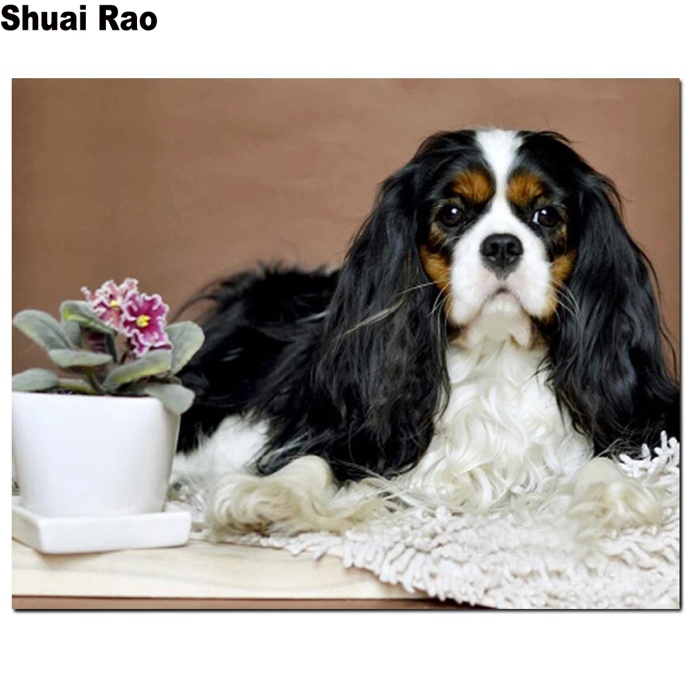 Алмазная вышивка Собака Карла Кинг 5D сделай сам крестиком ПЭТ мозаика из