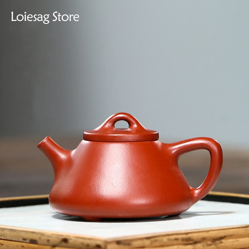 

Loiesag 100ml Yixing Purple Clay Pot Raw Ore Dahongpao Pure Handmade Stone Scoop Tea Pot Small Capacity Kung Fu Tea Set Teapots