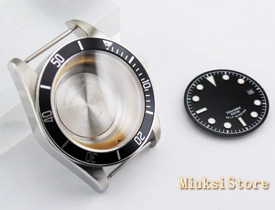 41 мм черный ободок часы с сапфировым стеклом чехол циферблатом подходит для miyota