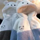 Ретро кавайная бархатная толстовка из овечьей шерсти в стиле колледжа с цветными блокировками хлопковая японская парная Толстовка Harajuku Топ с длинным рукавом куртка-оверсайз