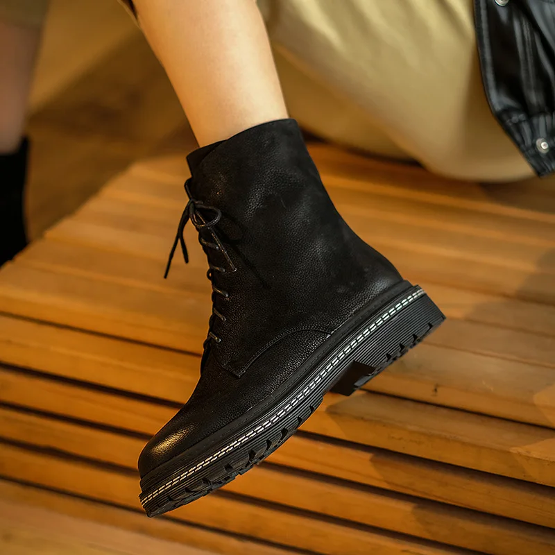 Женские ботинки со шнуровкой Mordoan коричневые ботинки-мартинсы из натуральной