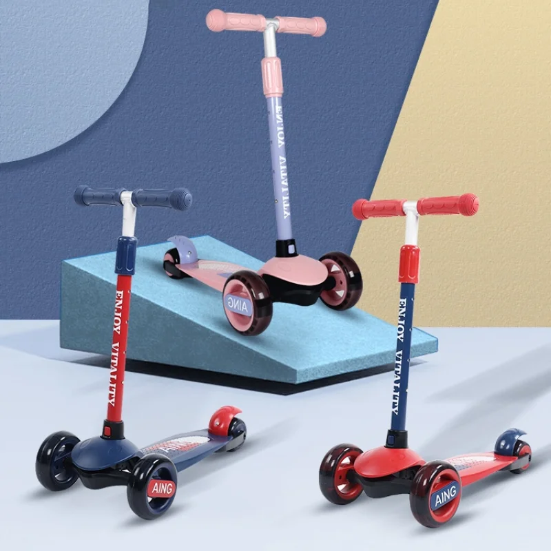 

zq Scooter Children Luge 2-12 Years Old Baby Single Bicycle Children Folding Toy Car