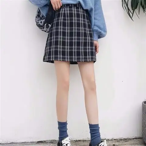 skirt women Осенняя клетчатая облегающая Мини-Юбка Для Женщин, Весенняя Уличная Повседневная трапециевидная Базовая Женская облегающая повседневная юбка - Цвет: skirt women