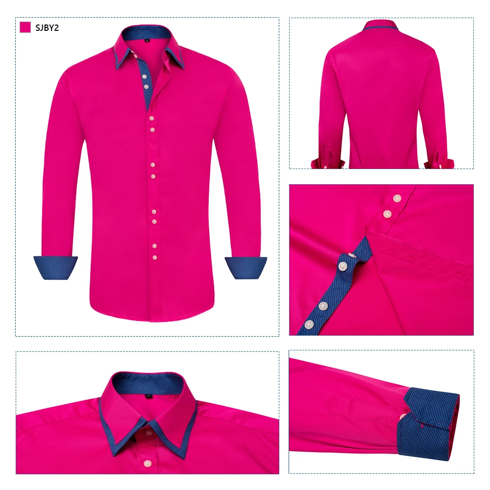 Эластичные повседневные мужские рубашки обычные нежелезные с длинным рукавом