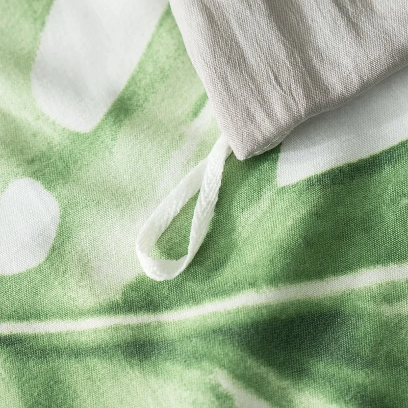 

2021 Home Textile Palm Frond White Gray Bedding Sets Soft Duvet Cover Pillowcase Flat Bed Sheet Linens For Teenage Boy Girls