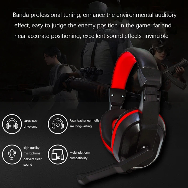 

Banda G10 Computer Accessories Set, Wired Gaming Keyboard + Mouse + Mouse Pad + Headset 4 Sets for Laptop Pc Gaming and Work