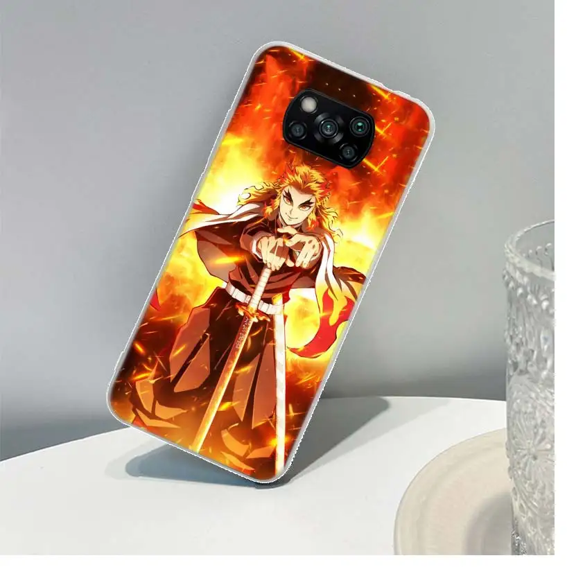 demon slayer rengoku kyoujurou cover phone case for xiaomi mi note 10 poco m4 m3 m2 x3 pro x4 nfc f3 f2 f1 a3 a2 lite a1 cc9e gt free global shipping
