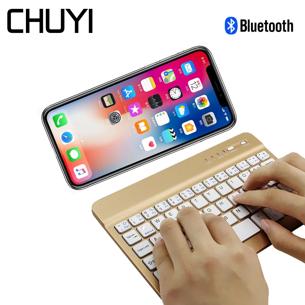 

Wireless Bluetooth 3.0 Keyboard Portable Keyboard Mini 78 Keys Ultra Slim Keypad Gold For Xiaomi IOS Smartphone Tablet Laptop