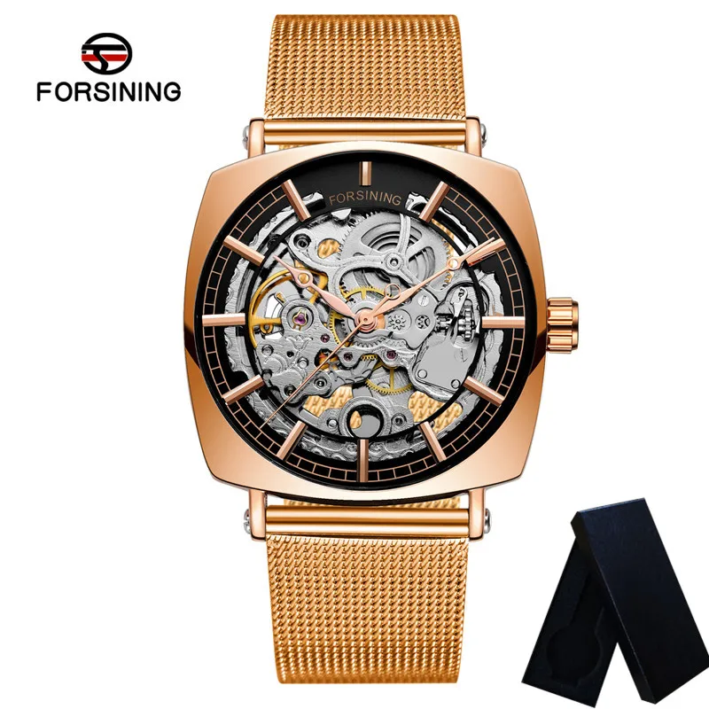 Часы-скелетоны FORSINING Мужские автоматические механические в стиле милитари