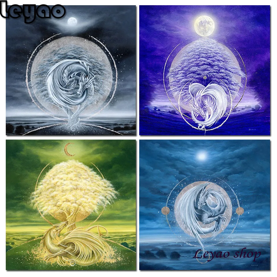 

DIY 5D Diamond Painting Animal Moon Tree dragon Cross Stitch Kit Diamond Embroidery Mosaic Art Picture Rhinestone Home Decor