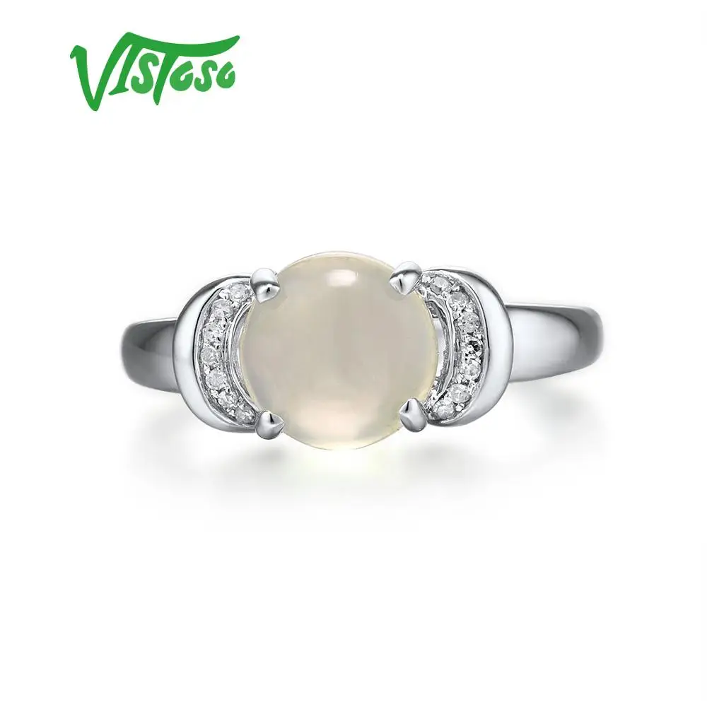 Женское кольцо из белого золота VISTOSO Pure14K 585 с блестящим бриллиантом